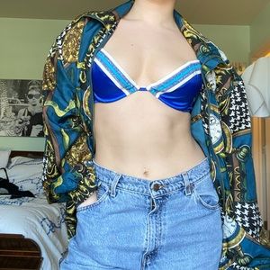 Nineties blue satin sparkle bra! 34C